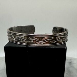 Designer Signed Sterling Silver Aquatic Cuff Bracelet
